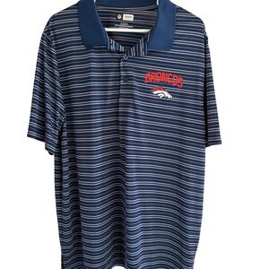 NFL Team Apparel Navy and Gray Striped Shirt Denver Broncos